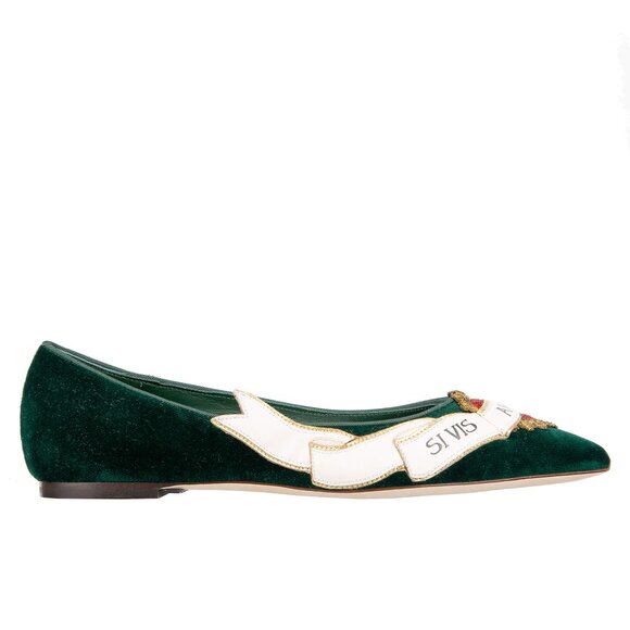 Dolce & Gabbana - Velvet Sacred Heart Amanti Embroidered Ballet Flats BELLUCCI G - Picture 2 of 5